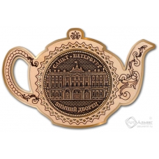 Магнит из бересты Санкт-Петербург-Зимний дворец чайник золото
